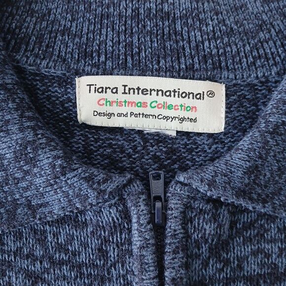 Tiara International Christmas Collection Zip Up Cardigan Sweater Size Medium - Picture 2 of 7